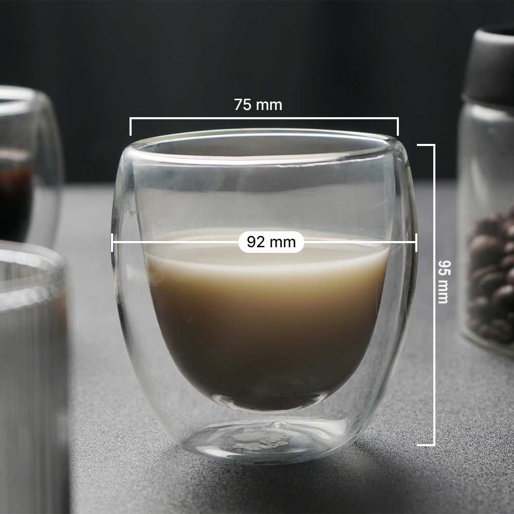 One Two Cups Gelas Kaca Aesthetic Tahan Panas Double Wall Glass 