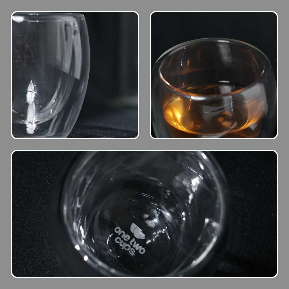 One Two Cups Gelas Kaca Aesthetic Tahan Panas Double Wall Glass 