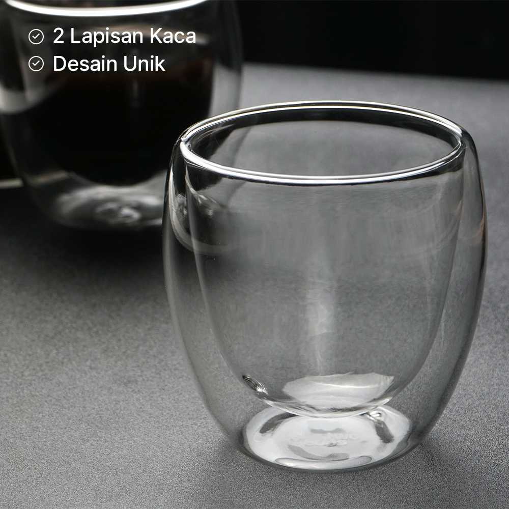 One Two Cups Gelas Kaca Aesthetic Tahan Panas Double Wall Glass 
