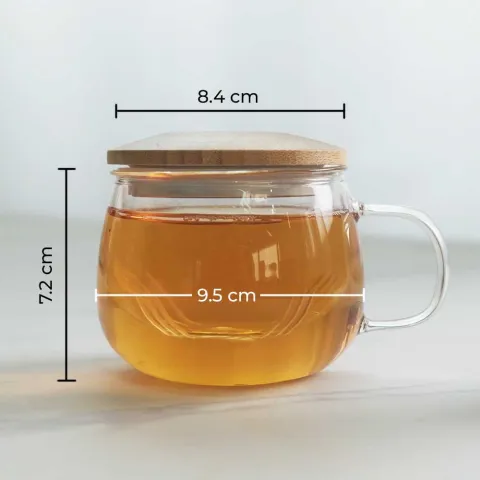 Mug Teh Kaca Tahan Panas One Two Cups + Saringan C225 
