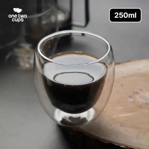 One Two Cups Gelas Kaca Aesthetic Tahan Panas Double Wall Glass 
