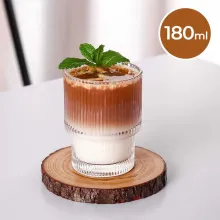 Gelas Kaca Aesthetic Kopi Teh One Two Cups Stripe KMA091