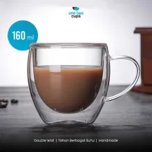 One Two Cups Cangkir Kopi Kaca Tahan Panas Double Wall Elegan