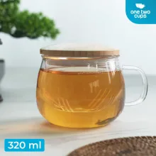 Mug Teh Kaca Tahan Panas One Two Cups + Saringan C225