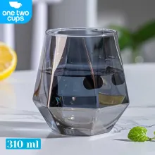 One Two Cups Gelas Kaca Kopi Teh Aesthetic Diamond 310ml