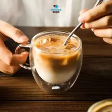 One Two Cups Cangkir Kopi Kaca Double Wall Tahan Panas Elegan